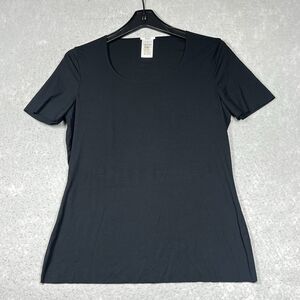 Wolford Shirt Womens Medium Black Solid Short Sleeve Classic Minimalist Basic